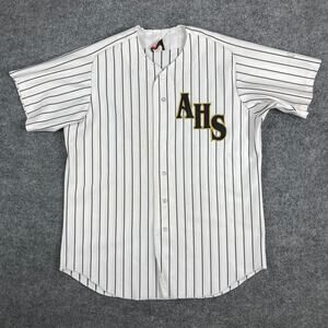 Wilson Baseball Jersey Mens XL White Black Pinstripe AHS Button Front Shirt